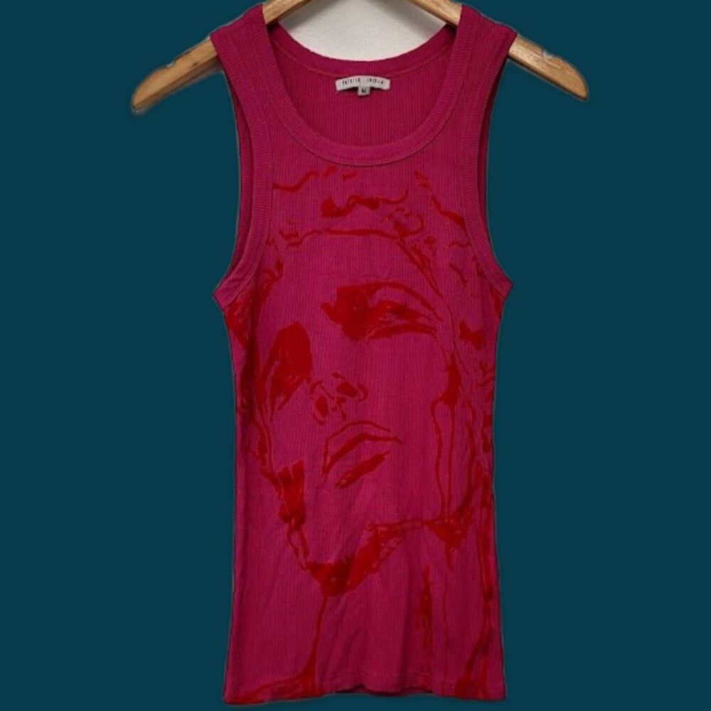 Patrick Church Pink 3D Velvet Face Ribbed Tank Top Gay Pride Circuit Queer Art M